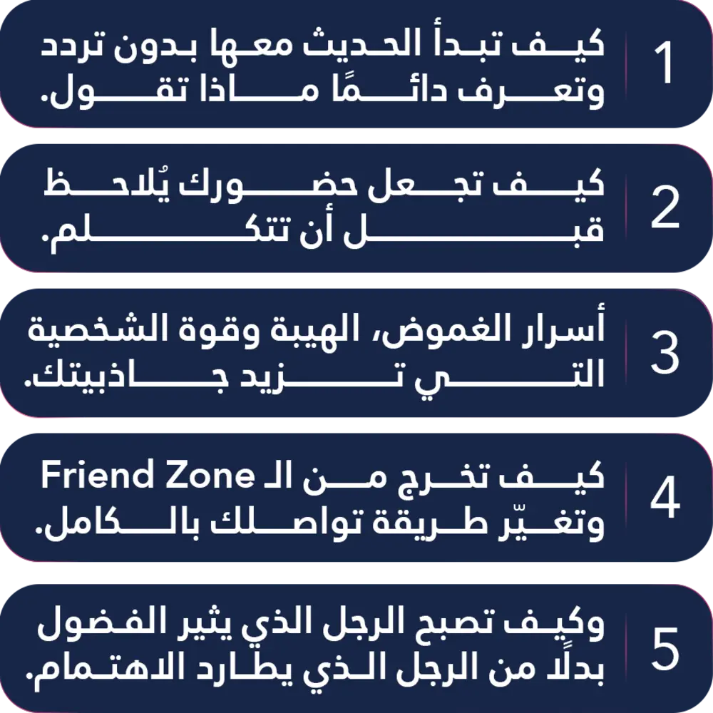 ماذا ستكتشف داخل كتاب قواعد الرغبة: بدء الحديث بدون تردد، جعل حضورك يلاحظ، أسرار الغموض والهيبة، الخروج من الفريند زون، وإثارة الفضول